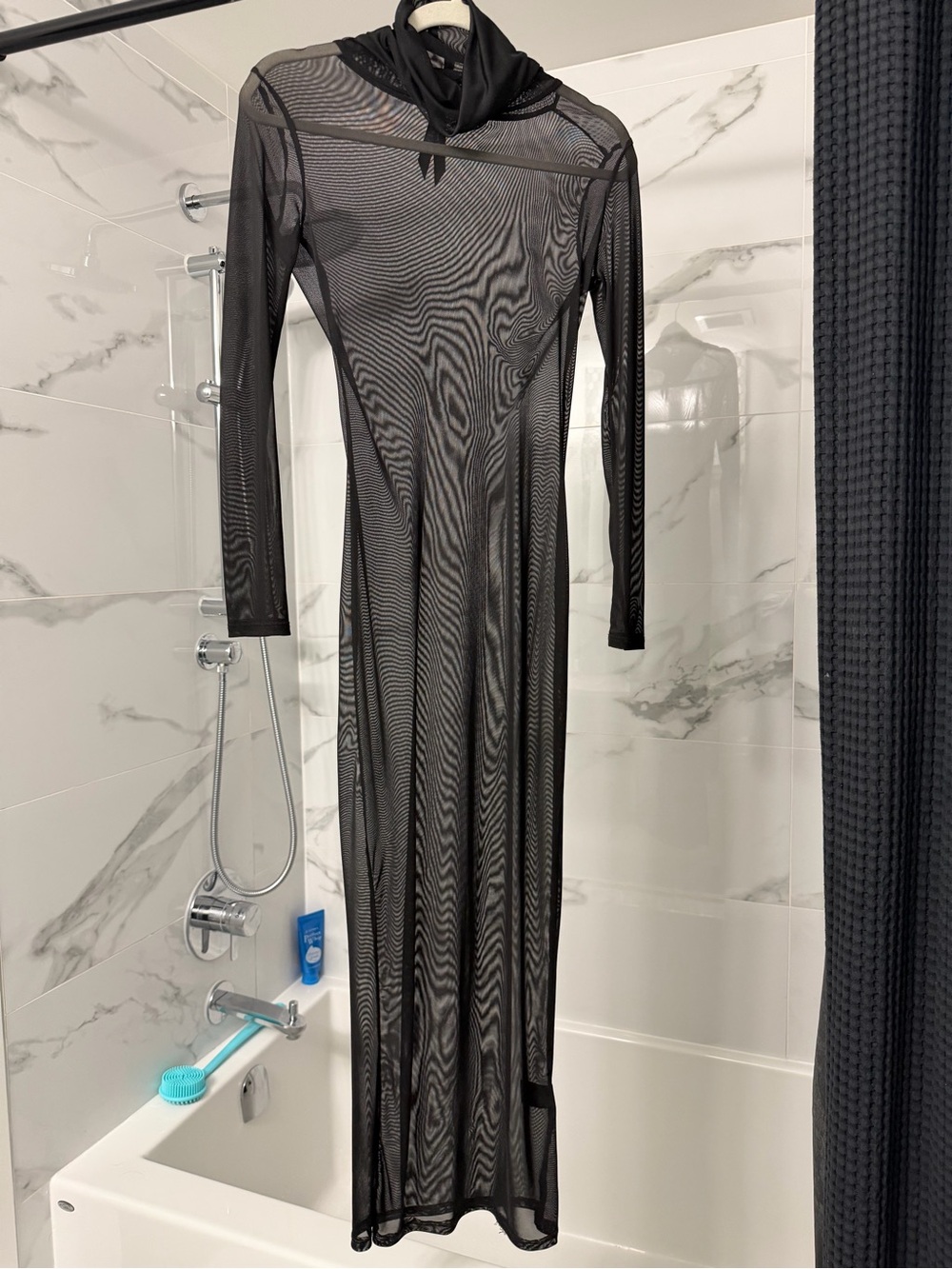 Black Sheer Long Sleeve Maxi Dress - Women
